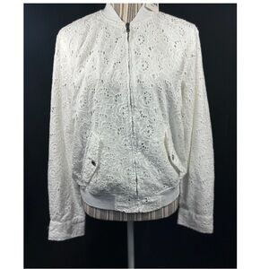 Lauren Ralph Lauren beautiful NWT white eyelet zip up jacket